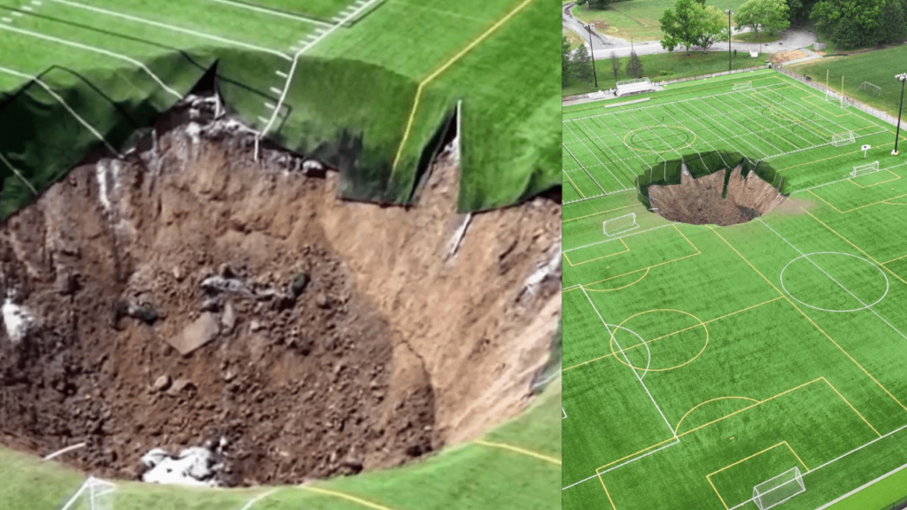 Massive 100 Feet Sinkhole Swallows Alton Soccer Field: A Closer Look at the Incident 100 feet sinkhole